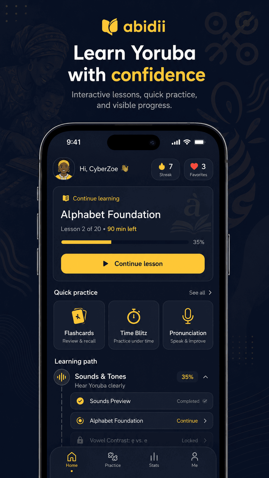 Abidii language learning app