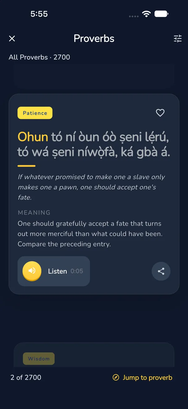 Proverbs screen